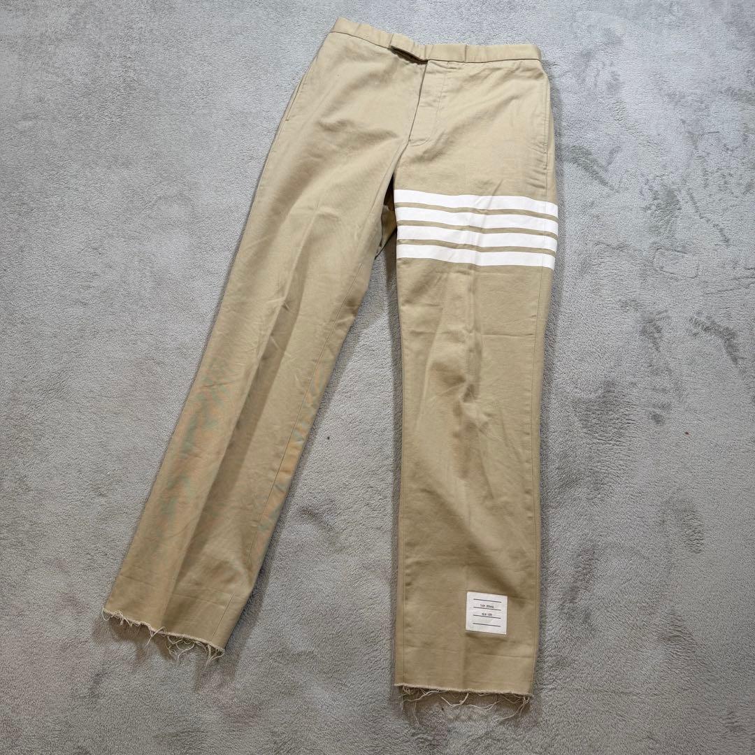 トムブラウン　ストレートパンツ　切りっぱなし　ベージュ　コットン　1