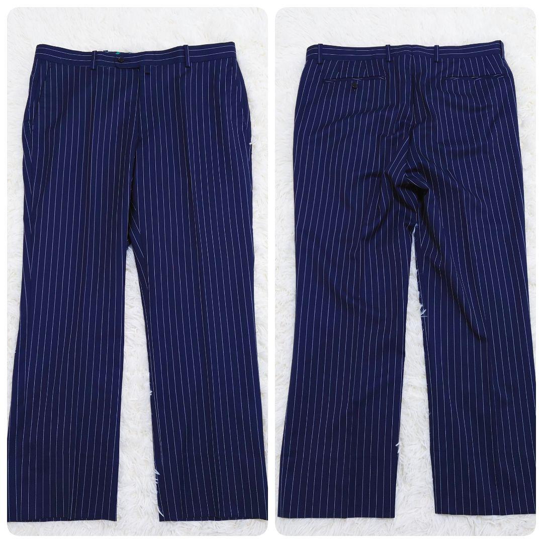 オリヒカ　スーツ　Super130'S　ネイビー　ストライプ　AB5　M相当