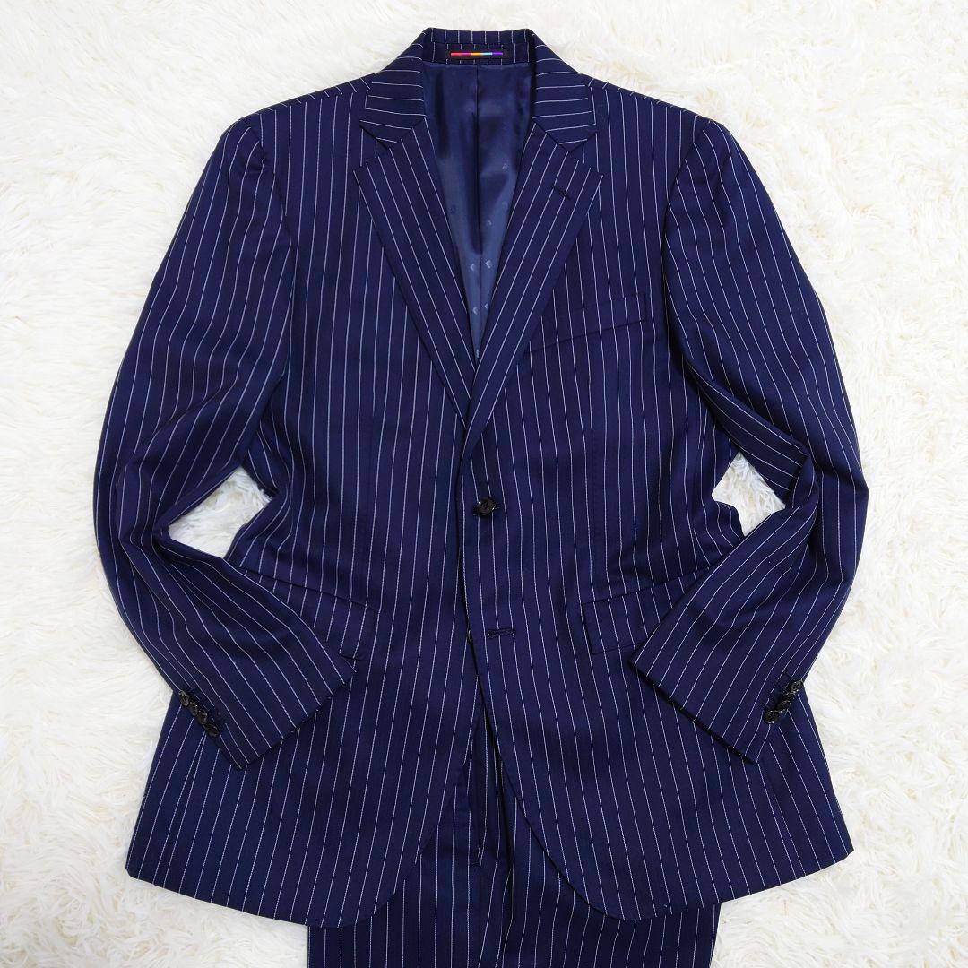 オリヒカ　スーツ　Super130'S　ネイビー　ストライプ　AB5　M相当