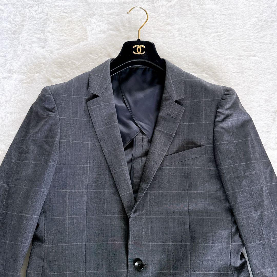 【スーツセレクト】スーツ 3ピース グレー ウィンドーペン Y6サイズ