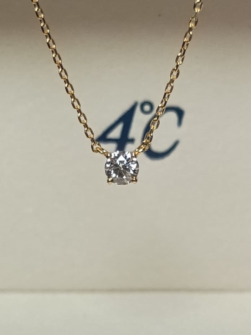 4℃ K18イエローゴールド 一粒ダイヤモンド ネックレス ダイヤ0.111ct
