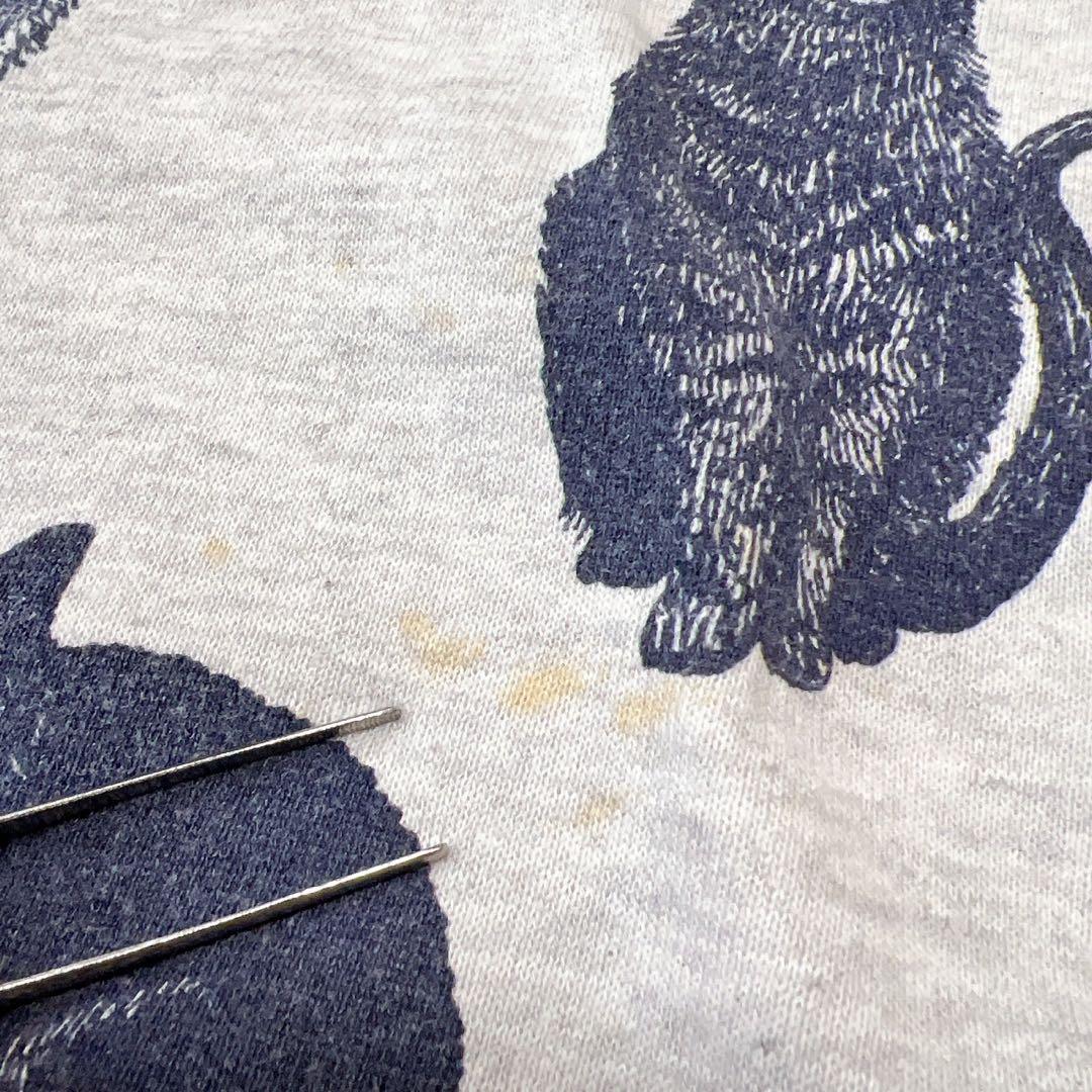 n*様 90s USA製 JERZEES 総柄 キャット　スウェット L 猫 ア