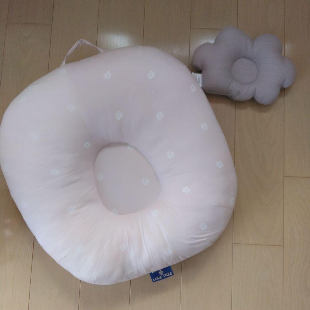 最終価格美品グレー　ラブツリークッション　イブルコットンベビー枕向き癖修正枕雲形