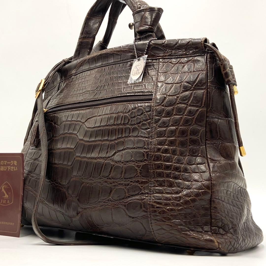 定価50万 JRA認定 マットクロコ ボストンバッグ 2way クロコダイル