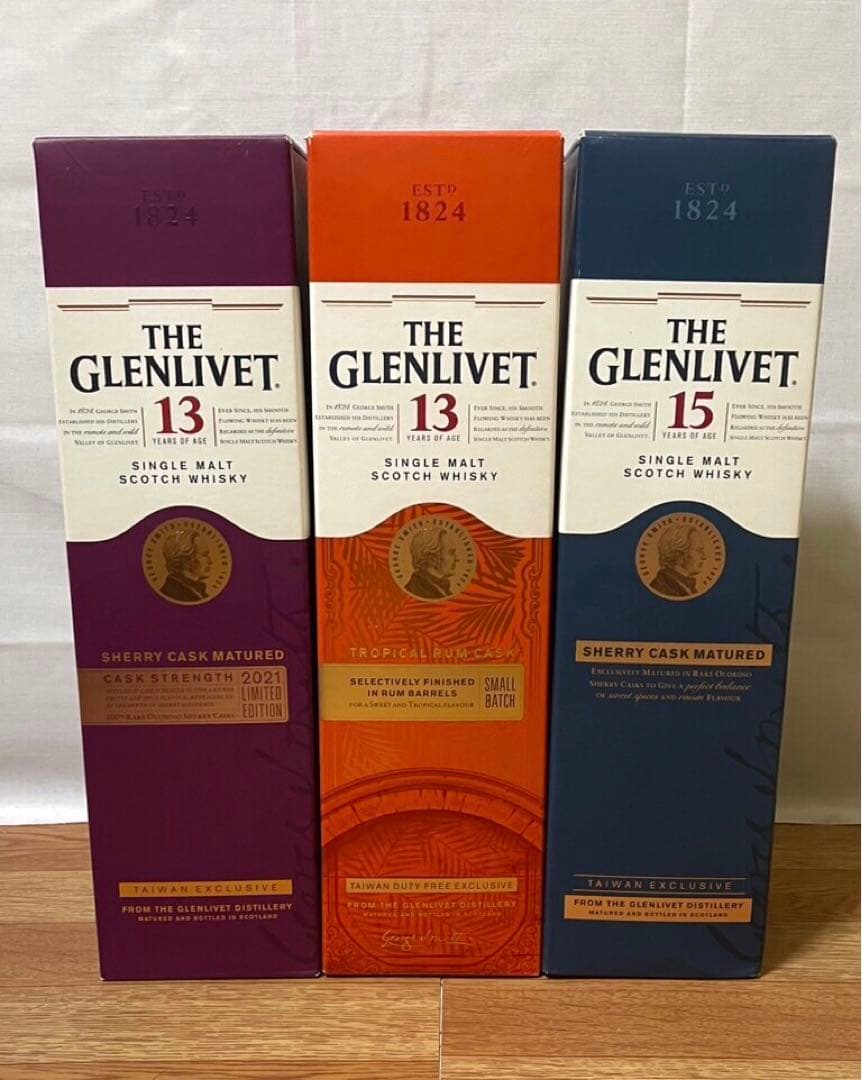 台湾限定 グレンリベット13年シェリーCS &13年 ラムカスク&15年シェリー