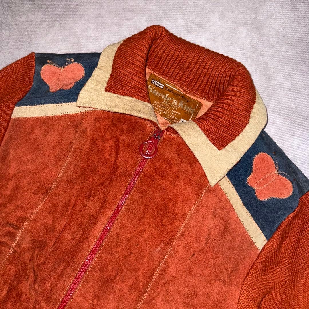 70s Kmart Suede 'n Knit 蝶柄