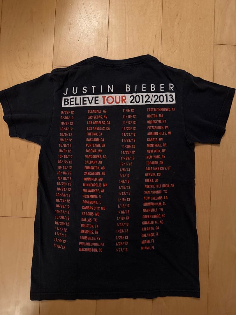 本人着用　JUSTIN BIEBER TOUR 2012/2013年 Tシャツ