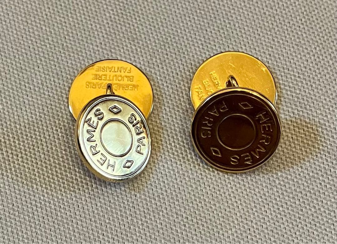 HERMES エルメス　カフス　カフリンクス　セリエ　ボタン　ゴールド