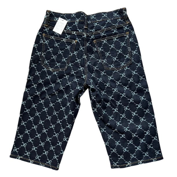 アンコキーヌ モノグラムジャカードバミューダパンツ インディゴ M 未使用221