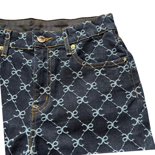 アンコキーヌ モノグラムジャカードバミューダパンツ インディゴ M 未使用221