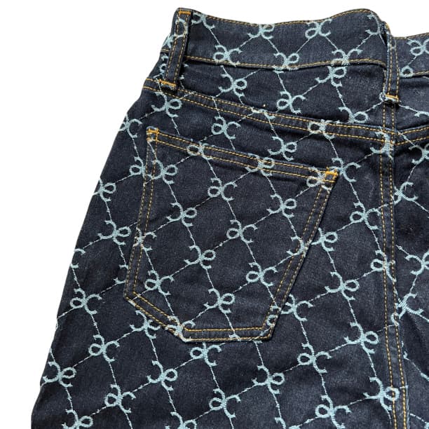 アンコキーヌ モノグラムジャカードバミューダパンツ インディゴ M 未使用221