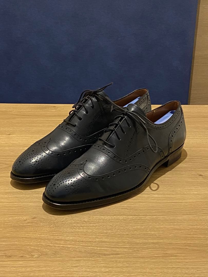 ランバン　レザーシューズ　ネイビー　25.5cm 革靴　メンズ