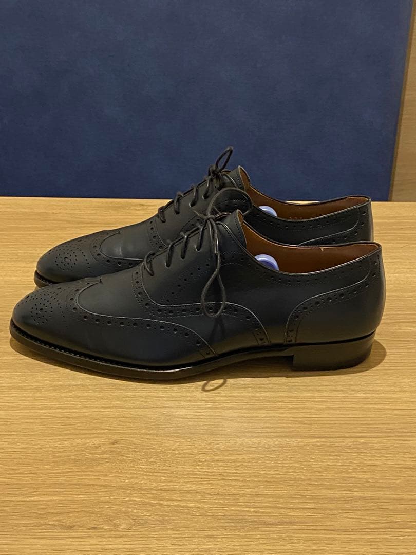 ランバン　レザーシューズ　ネイビー　25.5cm 革靴　メンズ