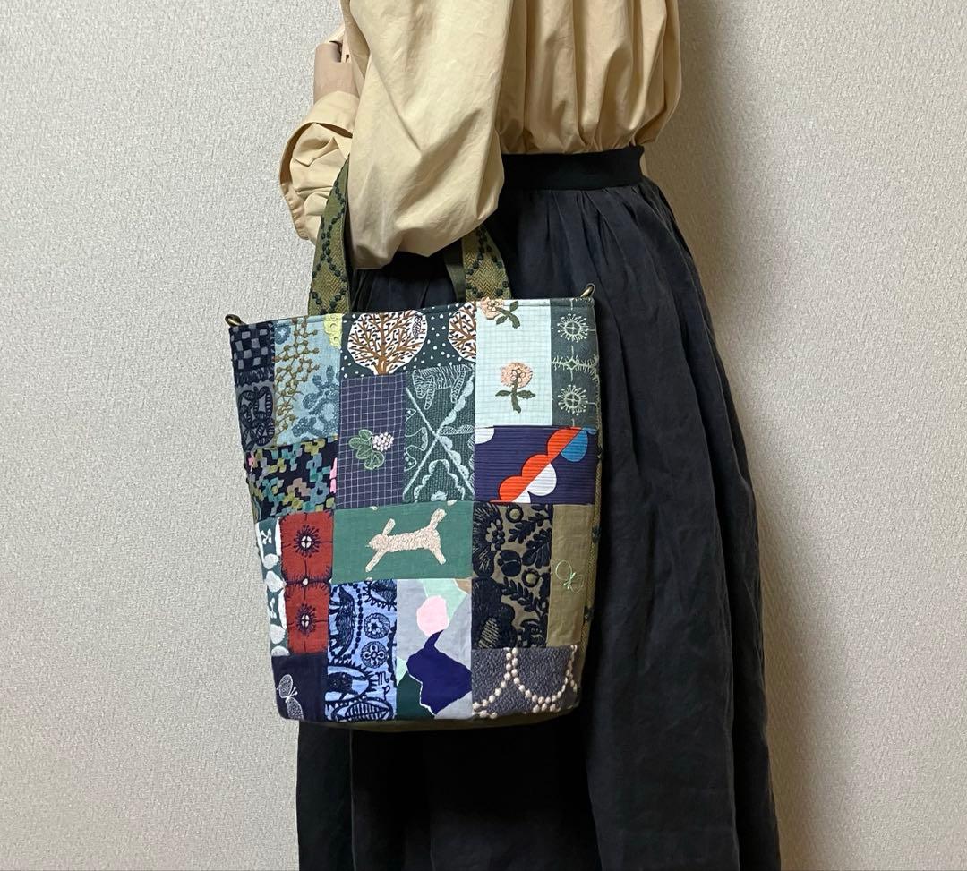 ミナペルホネン ハンドメイドパッチワーク×tambourine トートバッグ