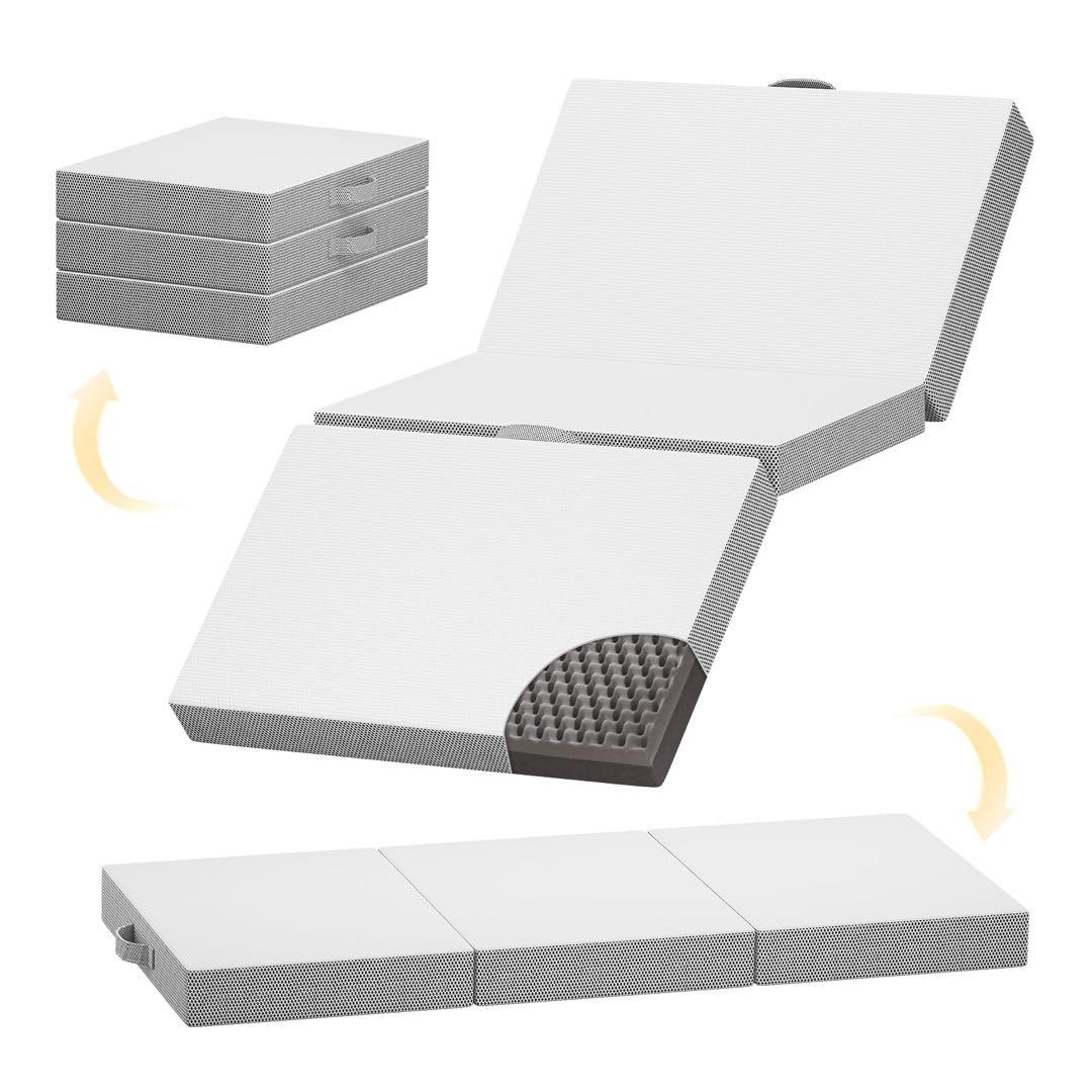 新品 マットレス シングル 極厚 10㎝ 三つ折り 両面使用 コンパクト 軽量