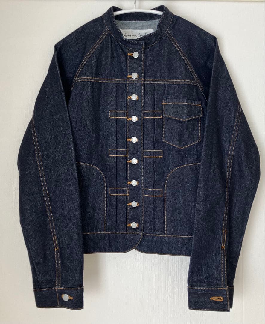 【スースースー　コンフォート】サイズ38 ダークデニム ボタンフロントジャケット