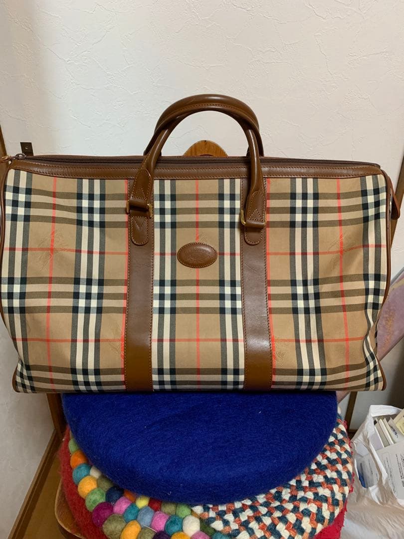 90s バーバリー ボストンバッグ ノバチェック シャドーホース大容量