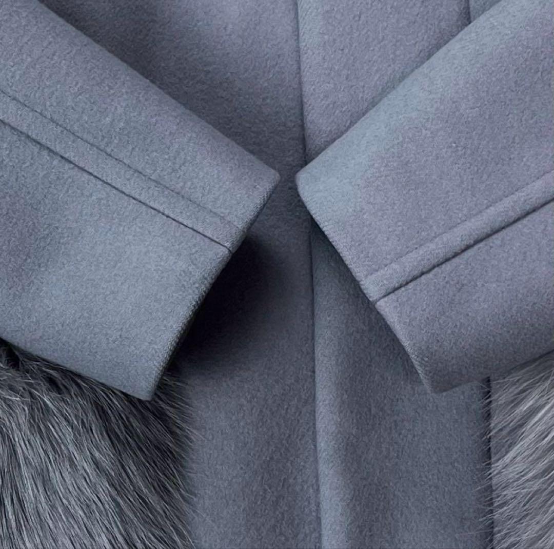 新春特価☆ドゥロワー ケヌキフードコート フォックスファーポケット ウール36