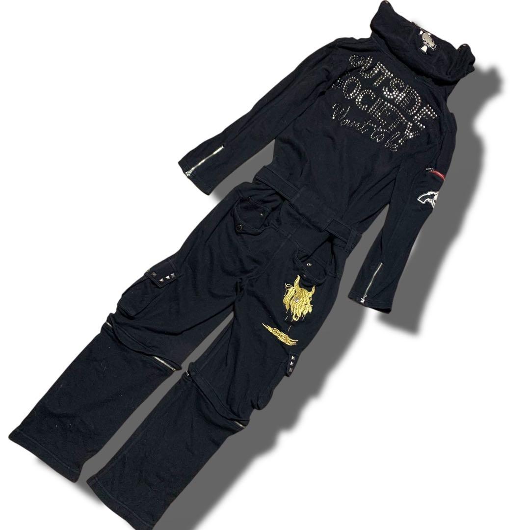 手越着用　PPFM つなぎ　オールインワン　スウェット　黒　y2k グランジ