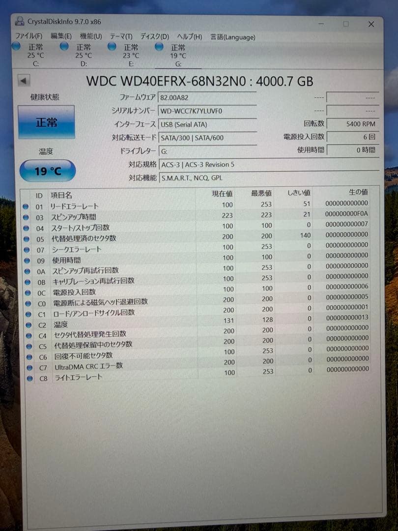 ほぼ新品　WD RED 4TB WD40EFRX HDD SATA ①