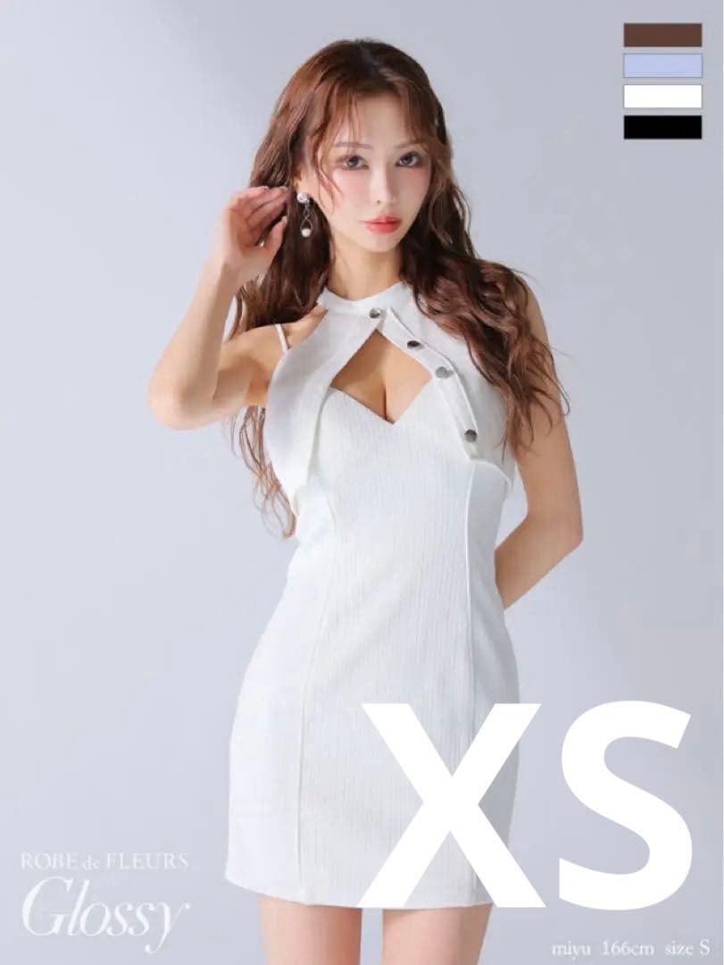 Robe de Fleurs Glossy タイトミニドレス ホワイト XS