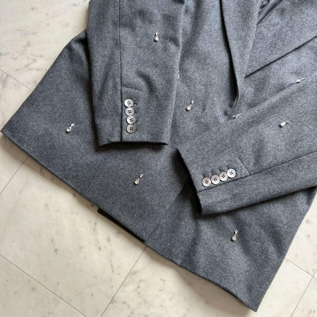 AMERI UND ELSA BIJOU WOOL JACKET グレー S