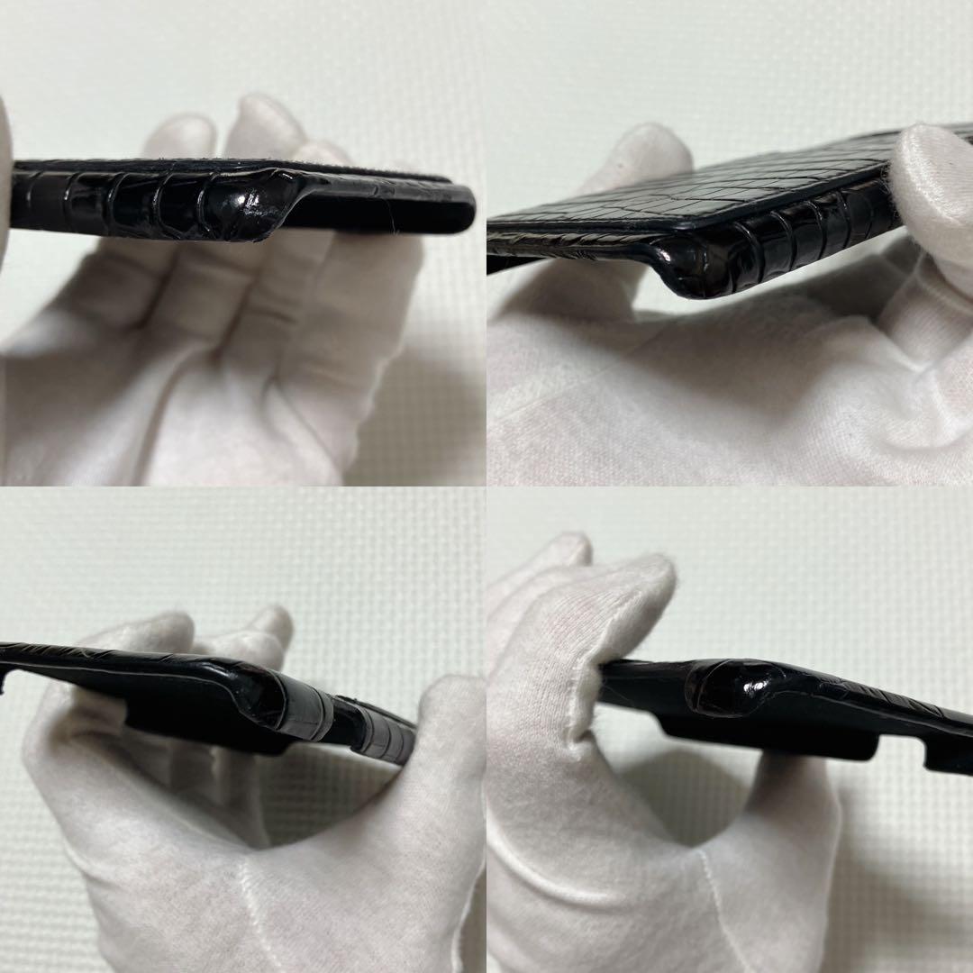 希少　SAINT LAURENT スマホ ケース　黒　クロコ型押し　箱袋付き