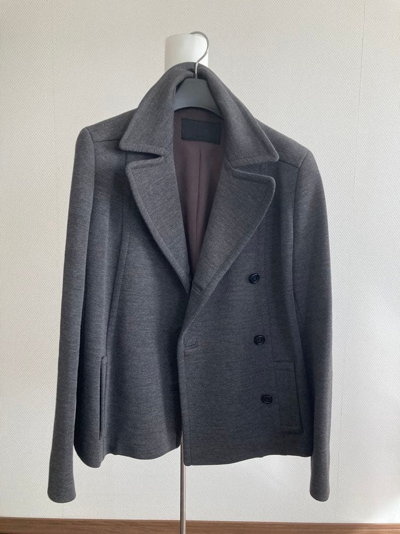 PRADA グレー ダブルブレスト ジャージーテーラードジャケット