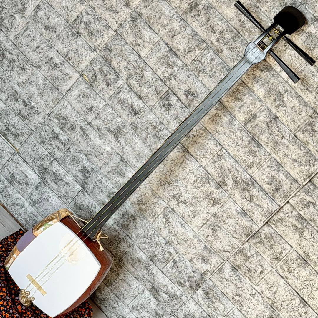 中棹一本継三味線 紫檀・紅木 樹脂撥付 地唄等