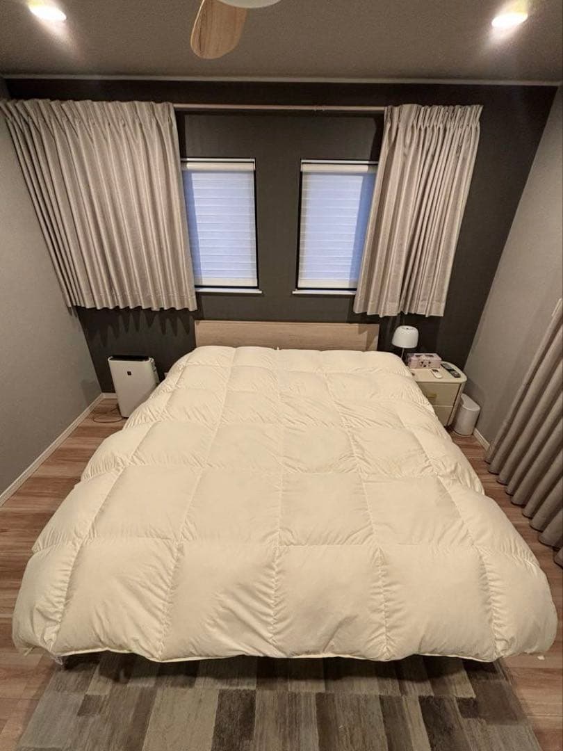 タンスのゲン 羽毛布団 クイーンロング 日本製 ホワイトダックダウン90％