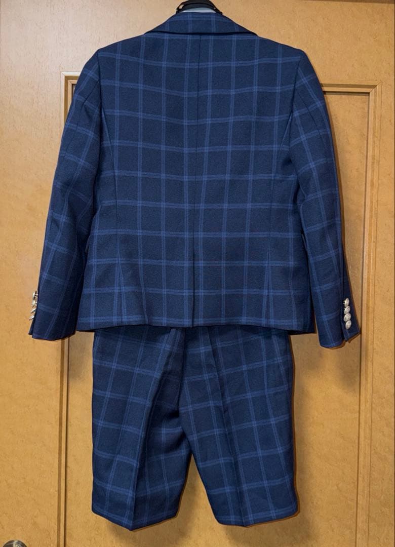 超美品★ワンダーファクトリー★3ピースフォーマル　スーツ★130cm紺チェック柄