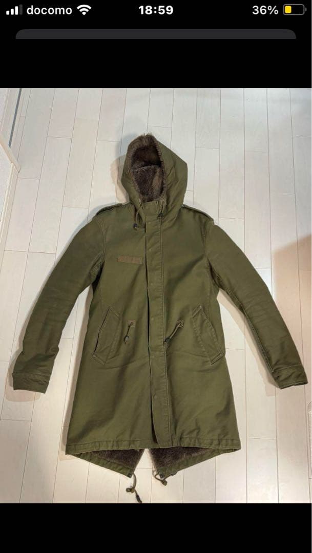 wjk stretch satin M64 ボア モッズコート　L