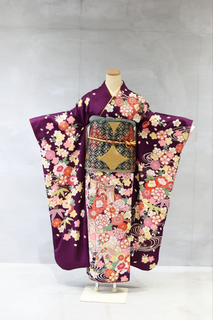 【成人式】紫色正絹振袖 フルセット｜30万円クラス相当｜一点もの