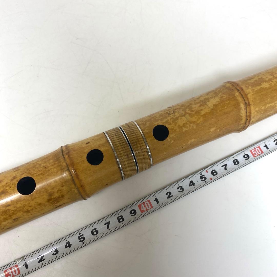 竹風在銘　銀三線尺八　約45cm 東N7-1025①