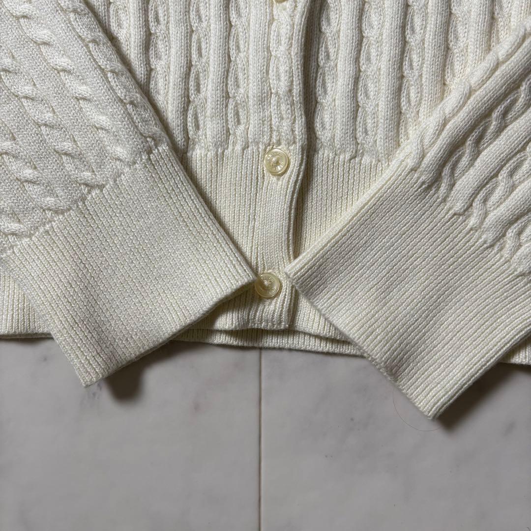 美品 現行 ポロラルフローレン ケーブルニット カーディガン ポニー刺繍 白