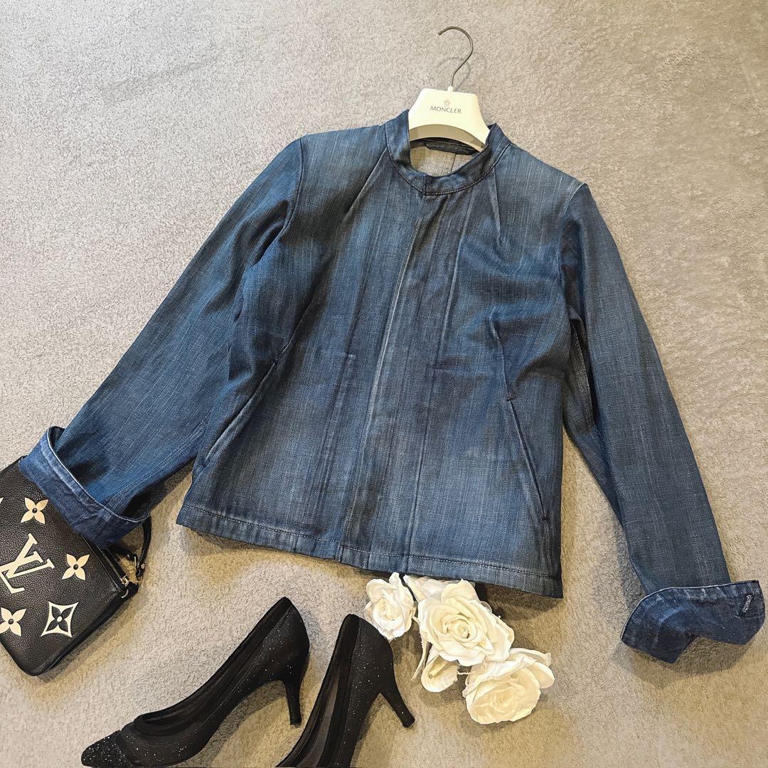 45R 美品 おこめデニム　908　スタンドジャケット インディゴ ２　ボタン