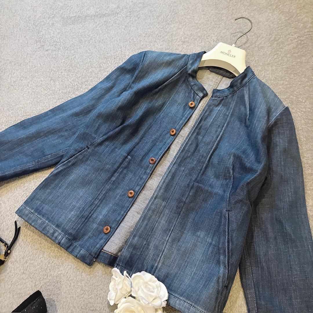 45R 美品 おこめデニム　908　スタンドジャケット インディゴ ２　ボタン