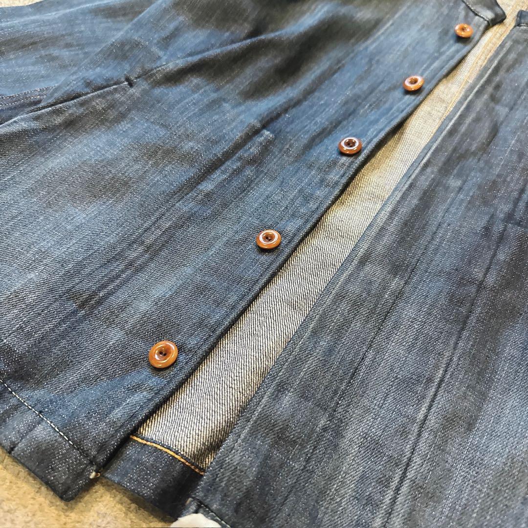 45R 美品 おこめデニム　908　スタンドジャケット インディゴ ２　ボタン