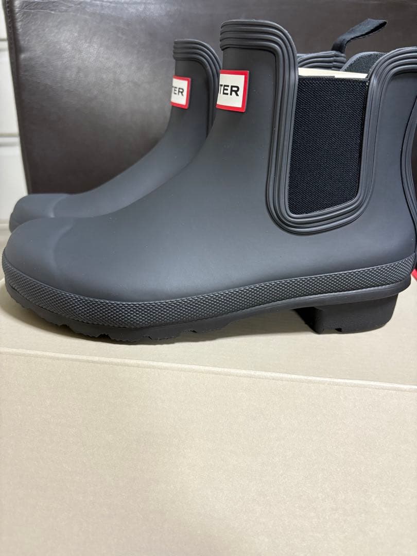 HUNTER ブラックサイドゴアショートブーツ 長靴　レインブーツ