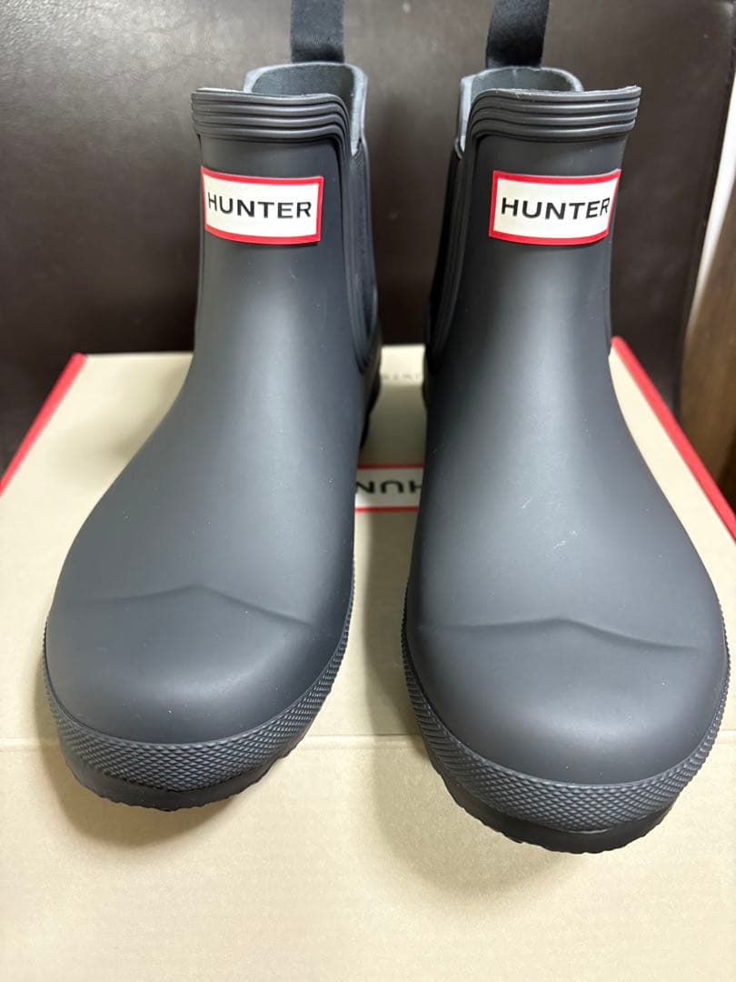 HUNTER ブラックサイドゴアショートブーツ 長靴　レインブーツ