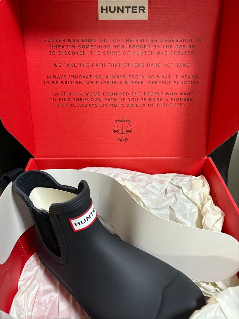 HUNTER ブラックサイドゴアショートブーツ 長靴　レインブーツ