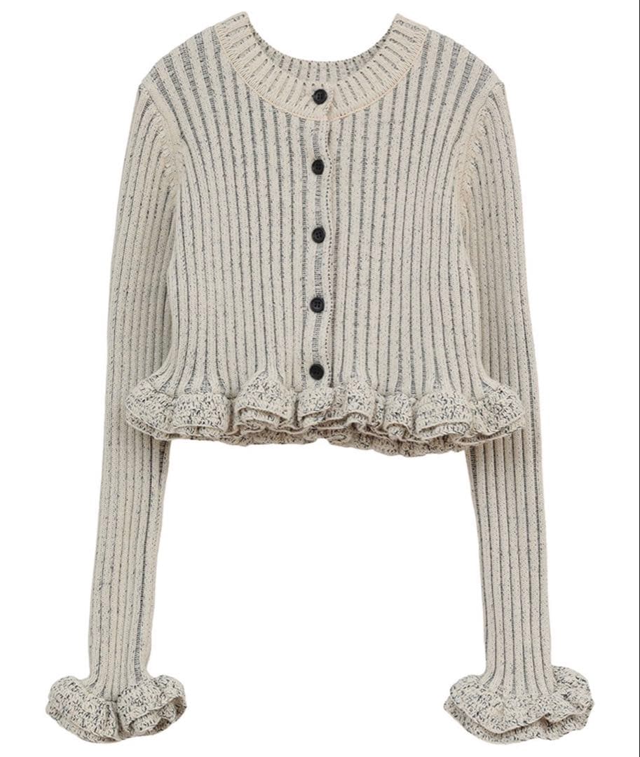 クラネ CLANE W FACE SHORT FRILLED KNIT TOPS