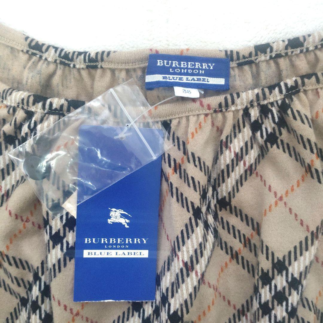 【タグ付未使用】バーバリーブルーレーベル　カットソー　ノバチェック　ウール　38