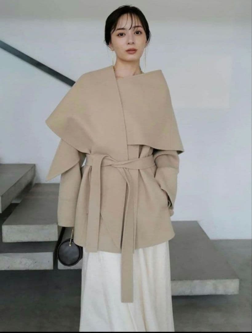 【紙タグ付き】anuans リバーウールミドルマフラーコート