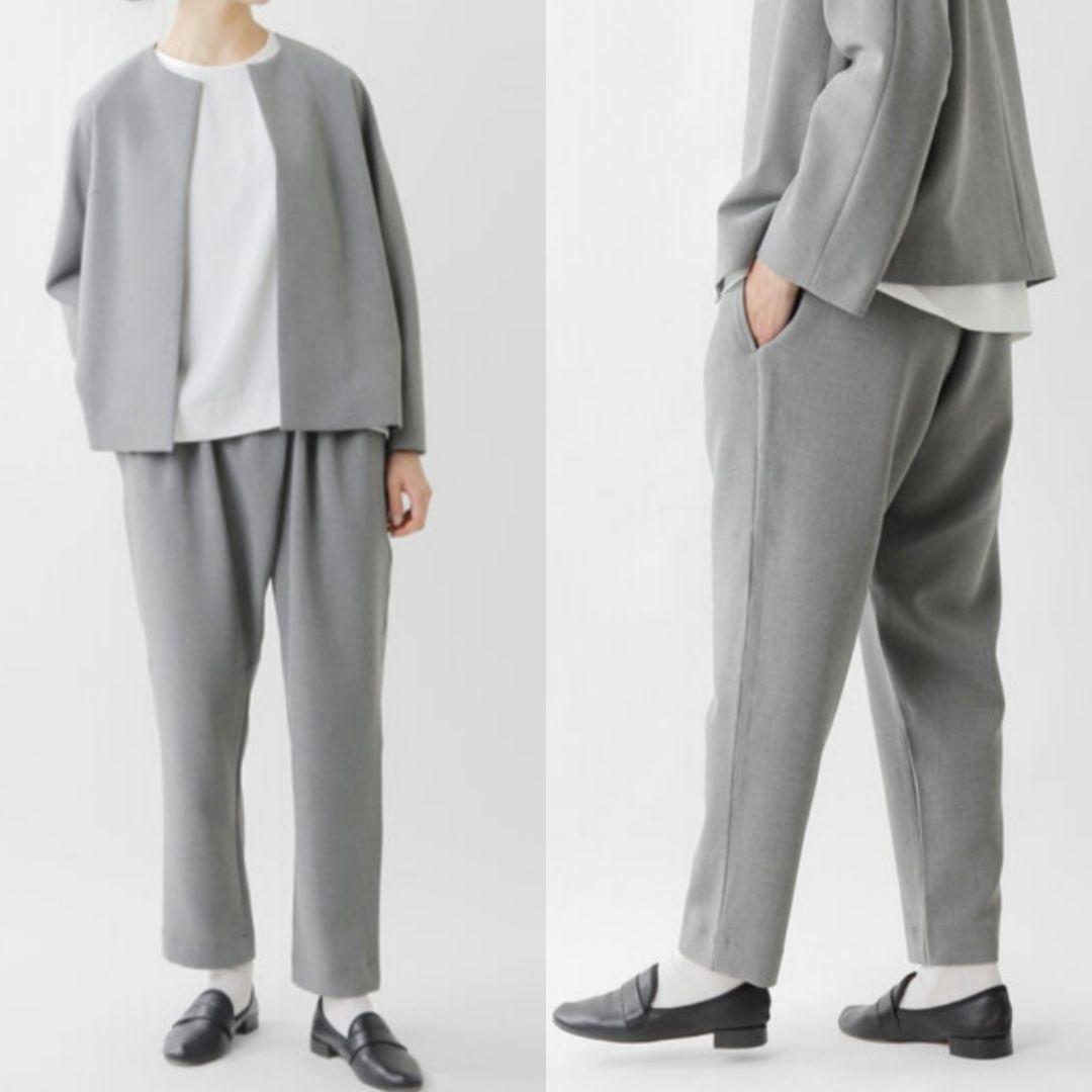 美品 TRAVAIL MANUEL ダブルクロス 2タックパンツ M 黒