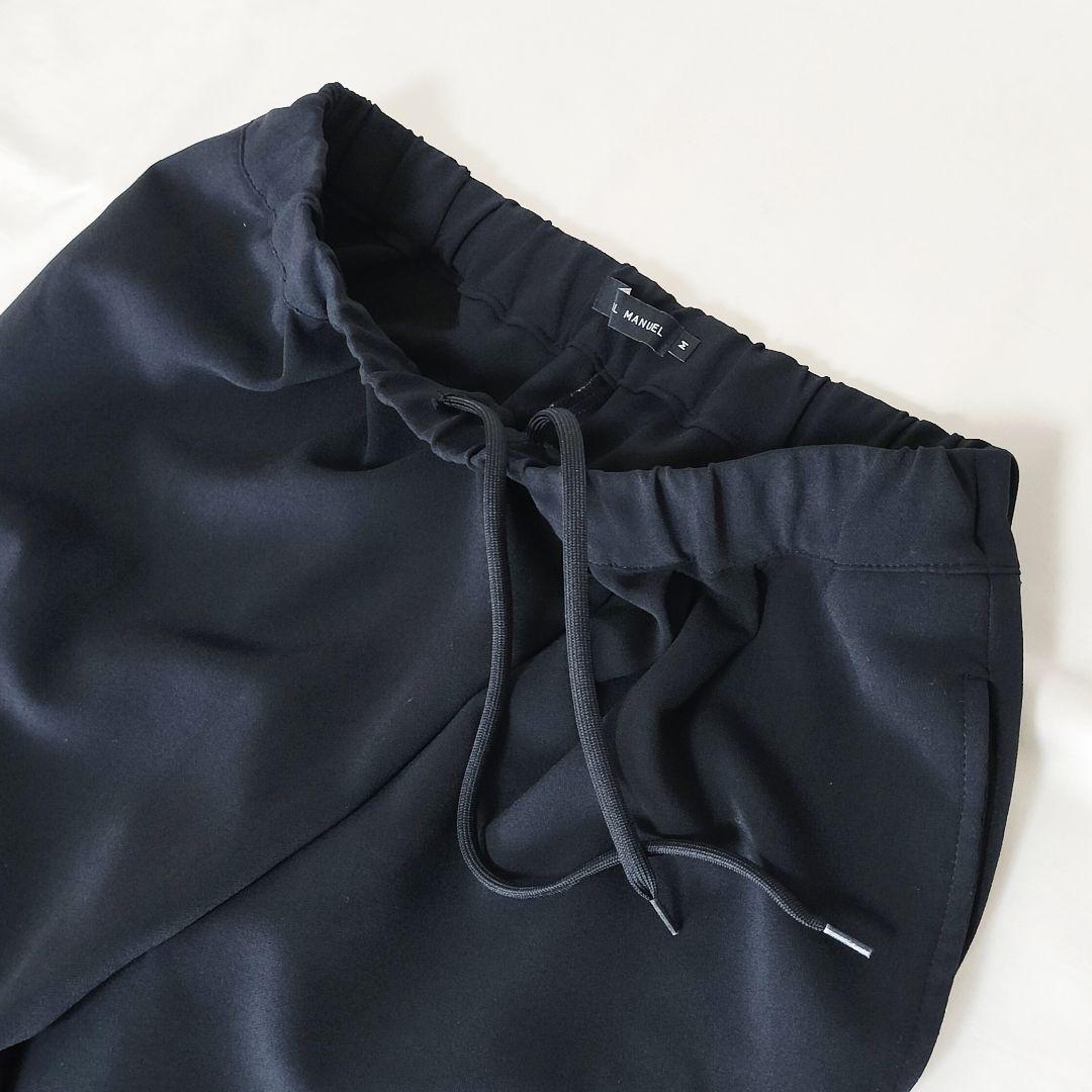 美品 TRAVAIL MANUEL ダブルクロス 2タックパンツ M 黒