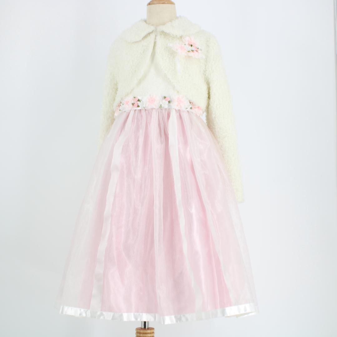 【美品 フォーマルウェア】ピンク CHOPIN ワンピース ドレス ボレロ 白