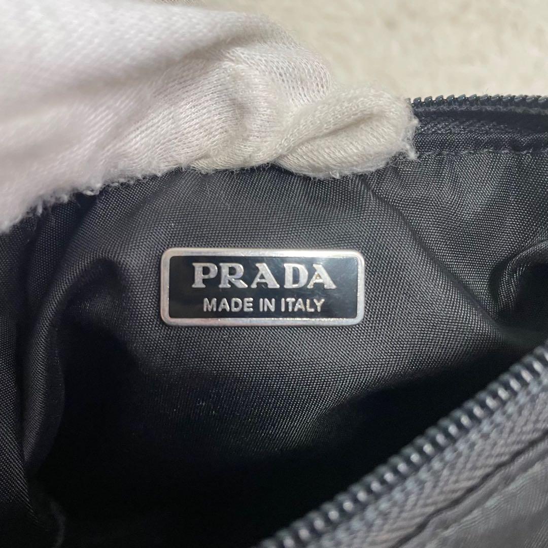 極美品 プラダ アクセサリーポーチ ハンドバッグ 三角ロゴ ナイロン 大容量
