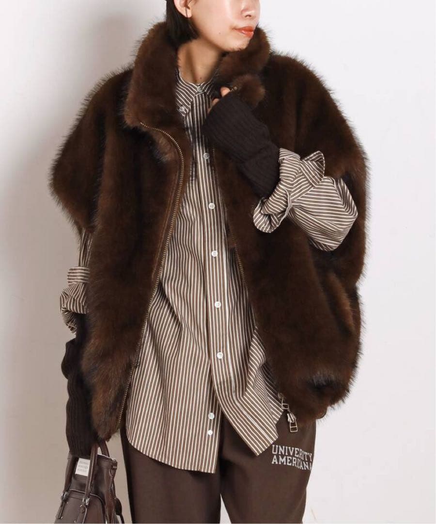 AP STUDIO シャギーベスト　ブラウン