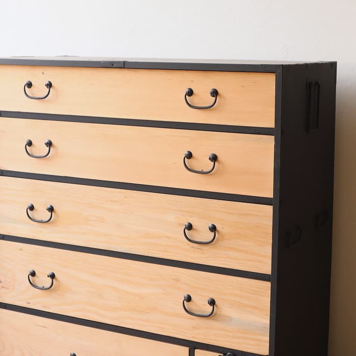 アンティーク 引出し６杯 スギ 無垢材 タンス ハイチェスト 古家具